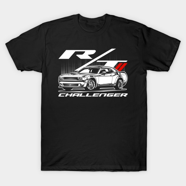 Challenger R/T (White Print) T-Shirt by idrdesign